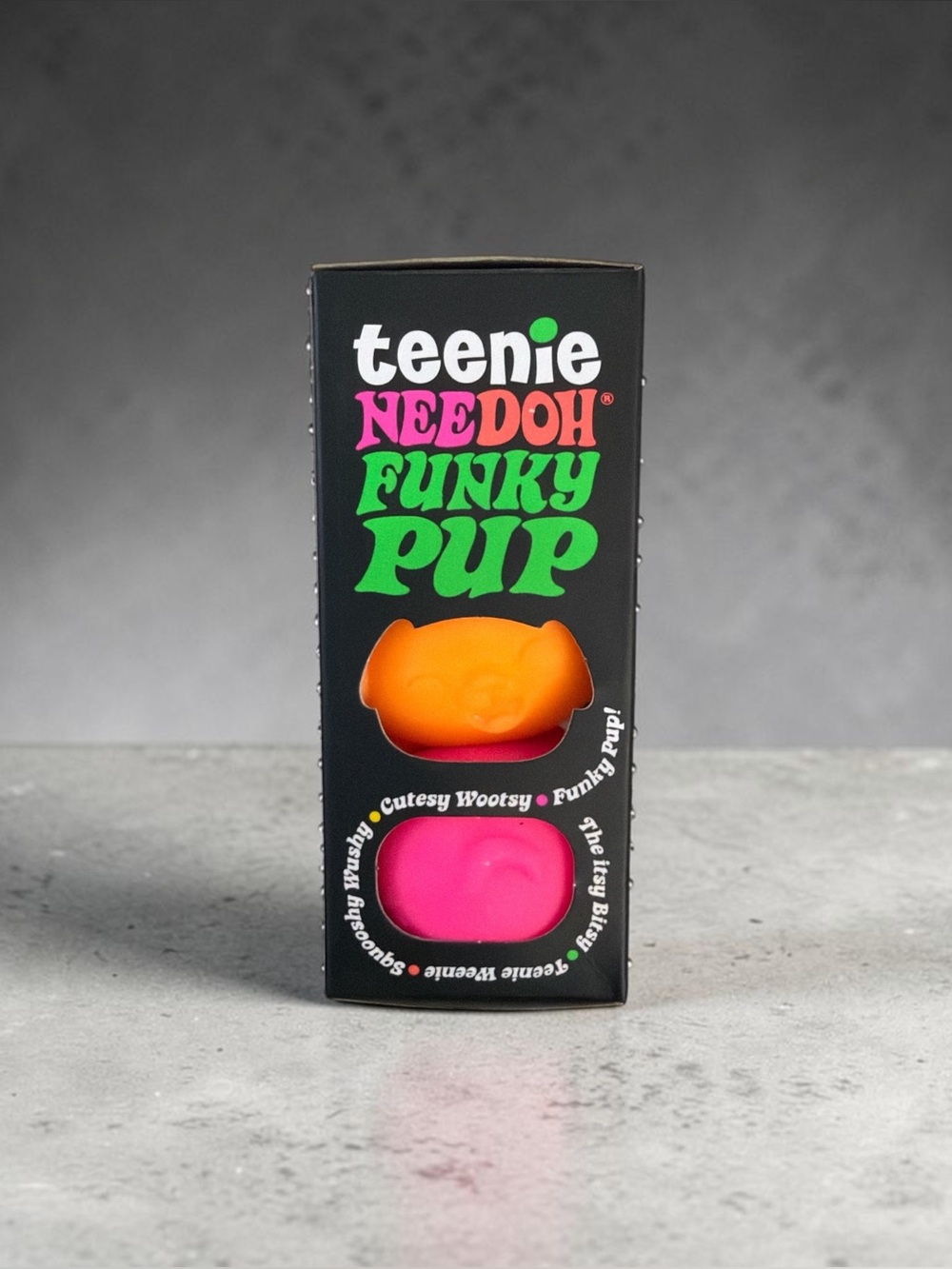 Teenie Needoh Funky Pup Toy - Orange, Hot Pink, and Purple